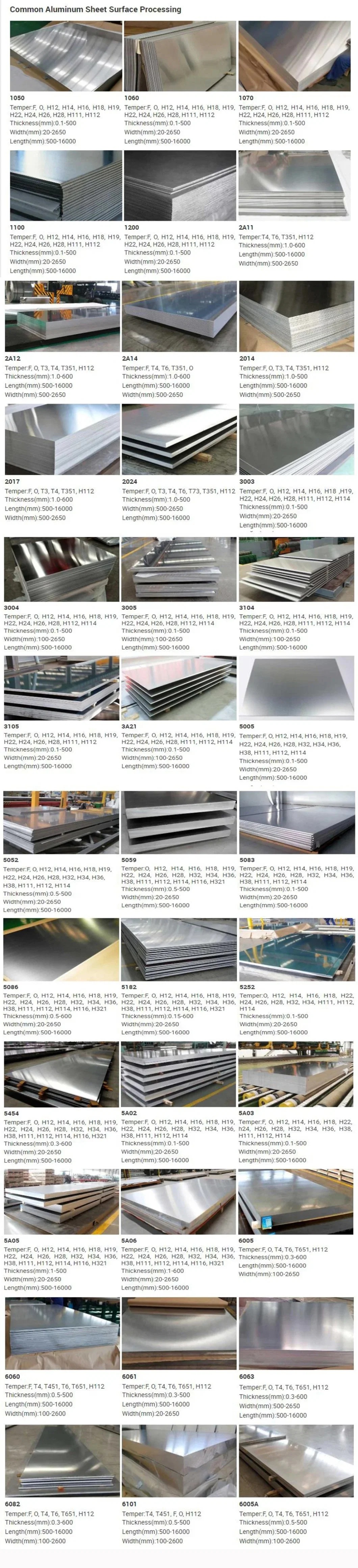 Aluminium Alloy Plate 1050 1060 1100 3003 5052 6060 6061 7075 T5 T6 Cold Rolled Aluminium Checkered Plate/Sheet